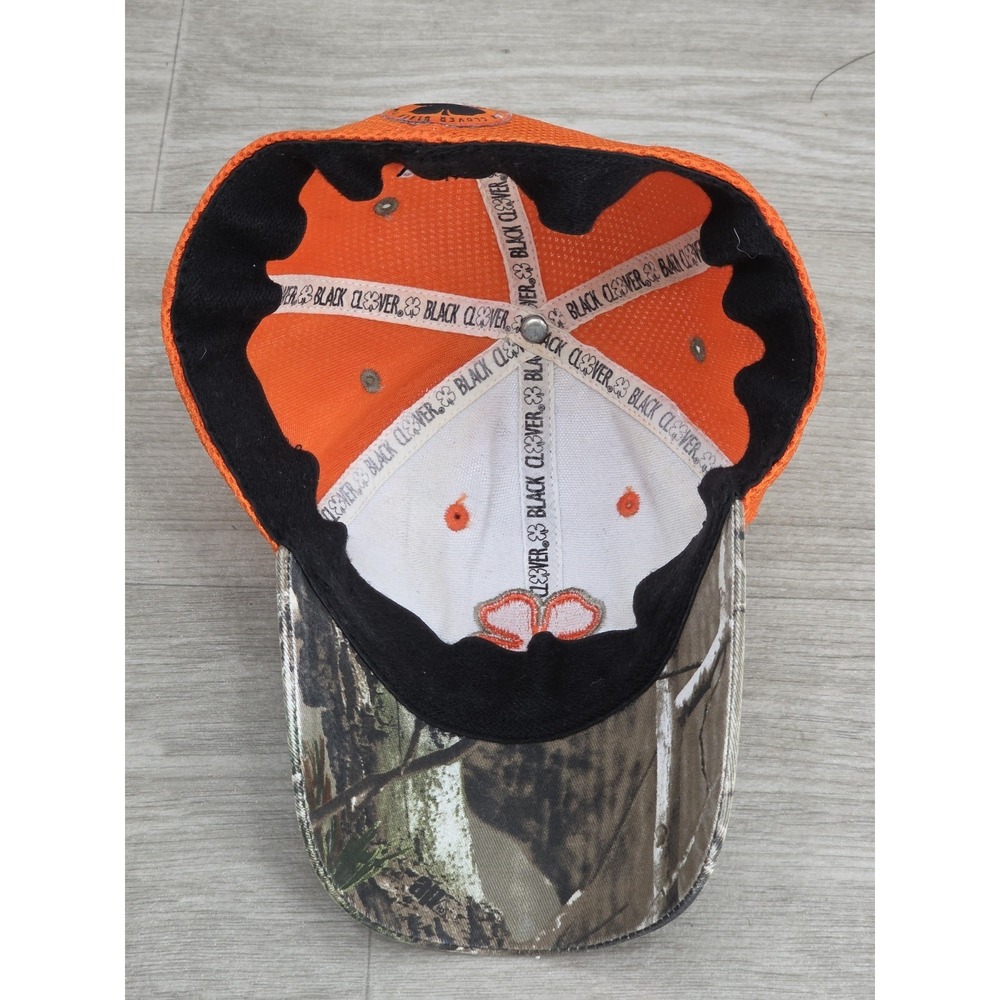 Black Clover Trucker Hat Cap L/XL Orange Camouflage Mesh Back Hunting Camo - Picture 6 of 7